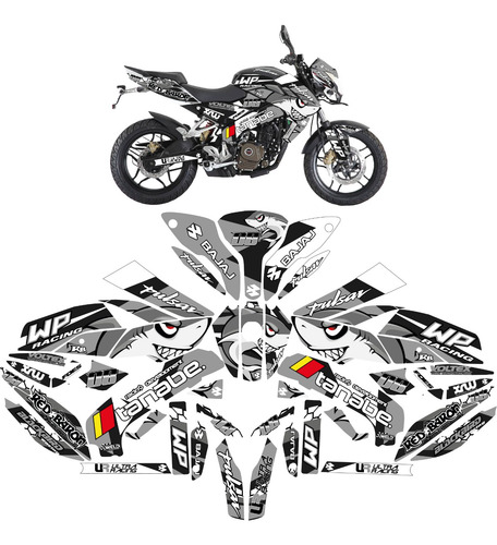 Kit De Graficos Pulsar 200 Ns Shark Listo Para Instalar Gris