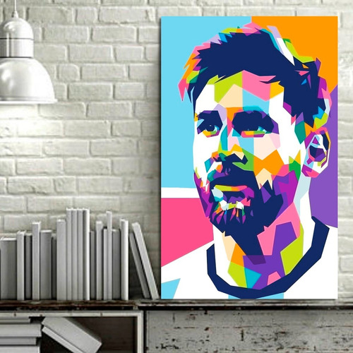 Cuadro Decorativo Futbol Leonel Messi Cubismo (80x50 Cm)