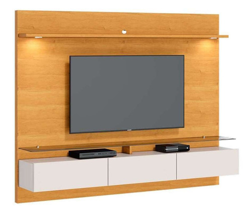 Painel Para Tv Até 60 Polegadas Vidratto Nature E Off Whi... Cor Bege