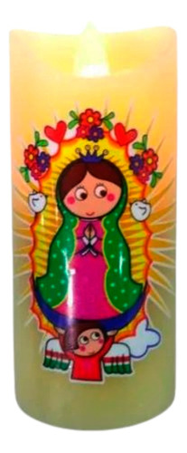 Vela De Parafina Con Virgen De Guadalupe Material + Obsequio