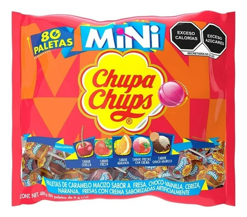 2 Pza Paletas De Caramelo Chupa Chups Mini Varios Sabores 80