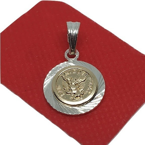Dije Medalla San Miguel Arcangel Plata 925 Y Oro Joya 00453