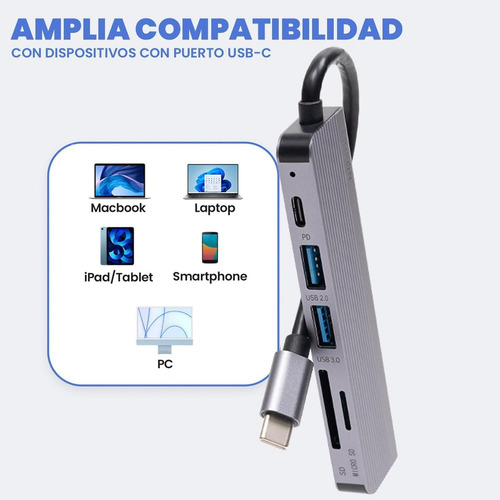 Hub Adaptador Usb C 6 En 1 Linkon Para Mac Macbook Windows