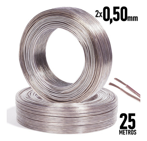 Rolo Fio Cristal Polarizado Flexível 2x0,50mm 25 Metros Cabo