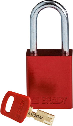 Brady Safekey Candado Bloqueo Aluminio Rojo Grillete Acero