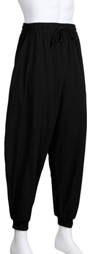 Tr Pantalón Harem Holgado Liso Algodón Y Lino Para Hombre