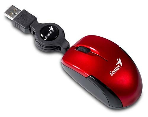 Mouse Genius Micro Traveler Retractil Red Usb X 10 Unid