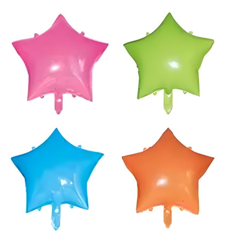 Pack 4 Globo Estrella Flúor Metalizados 45cm Decoración