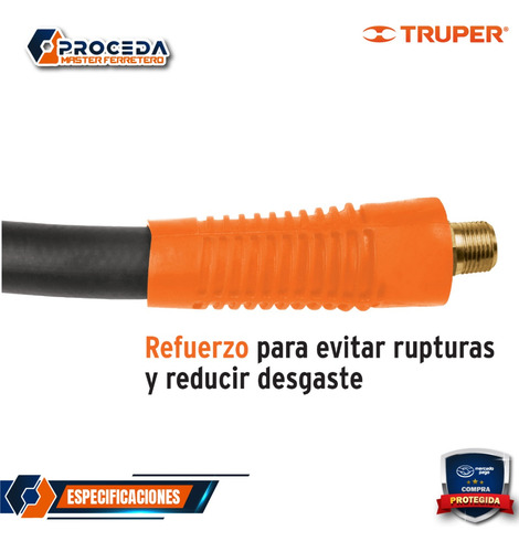 Manguera De Hule Para Compresor, 15 M X 1/4 , Truper 17081