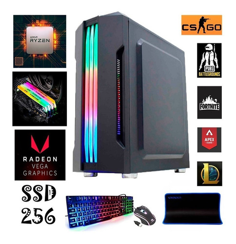Pc Gamer Computador Completo Ryzen 5 16gb Ssd 480gb Nfe Wifi