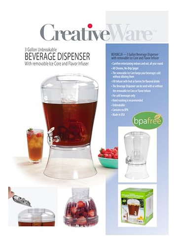 Dispensador De Bebidas Creativeware Con Cilindro De Hielo E