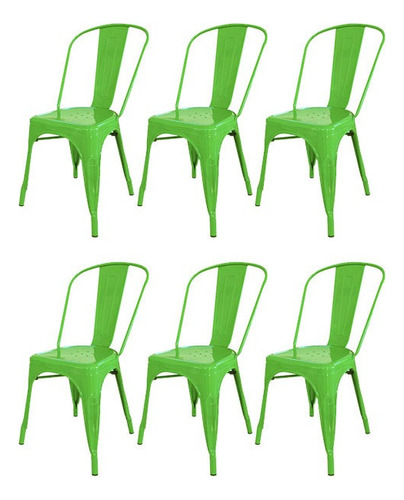 Silla de comedor DeSillas Tolix, estructura color verde manzana, 6 unidades