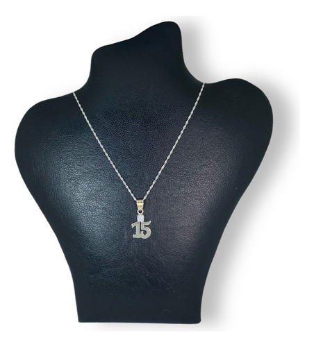 Imagen 5 de 10 de Cadena Con Dije 15 Años Plata Y Oro (d072)