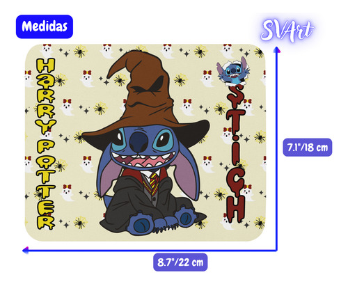 Mouse Pad Svart Diseño Stich Harry Potter Halloween