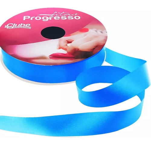 Fita De Cetim N.05 Progresso 22mm Com 50mts Rolo Cor 1390- Azul Médio