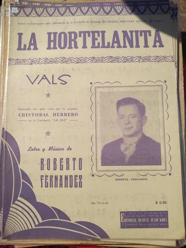 Partitura  Vals La Hortelanita Roberto Fernández 