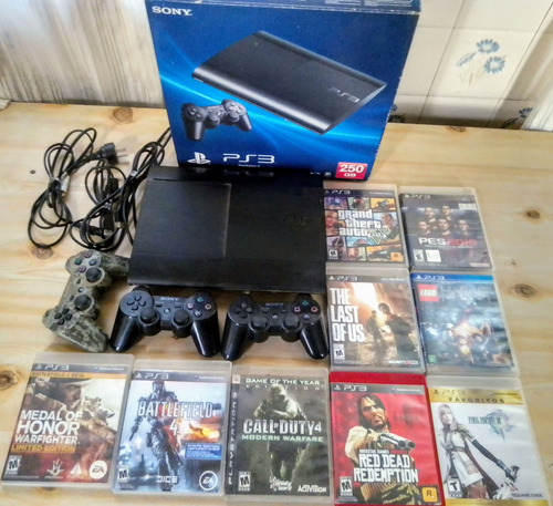 Ps3 Super Slim 250gb 3 Joysticks 5 Juegos Inmaculada