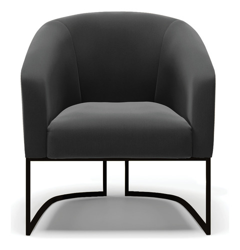 Kit 2 Poltronas Stella Suede Base Metálica Industrial Preto