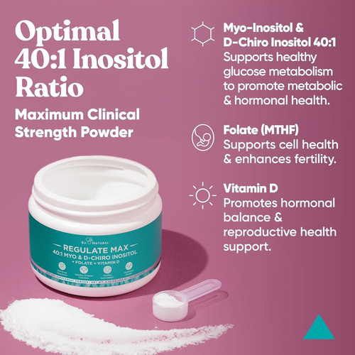 Myo + Dchiro Inositol 40:1 4000mg +folato 400mcg Fertilidad Insipido