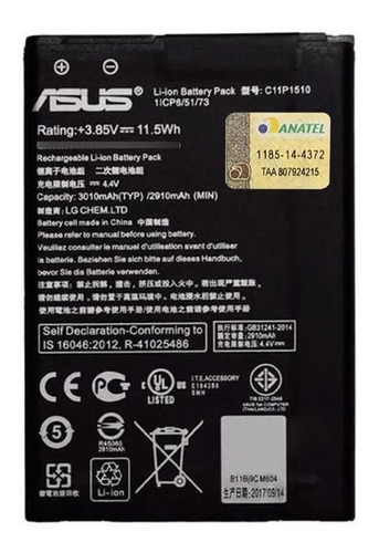 Bateria Zenfone Go Live Zb551kl C11p1510 Original Anatel