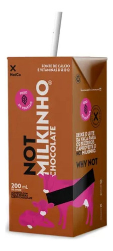 Leite Vegetal Not Milkinho Chocolate 200ml 27un