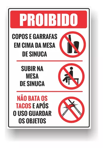 Placa Sinalização Regra Mesa Bilhar - Iplacas Sinalização