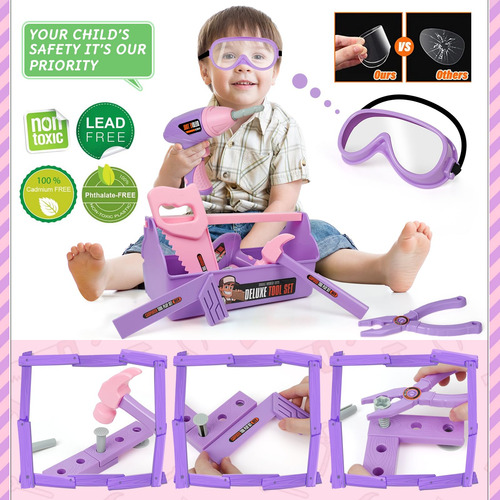 Juego De Herramientas Para Niños Con Taladro Y Caja
