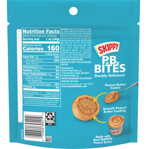 Skippy Peanut Butter Bites C/proteina, Gluten Free 170 Gr