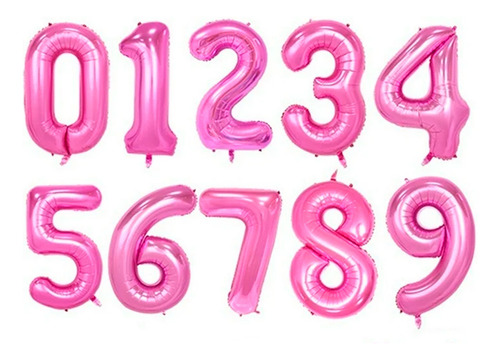 Kit 10 Globos Decorativos de Números Maíz WZ-130 color Rosa