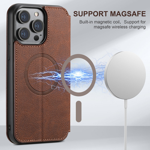 Capa De Couro Para Celular Compatível Com Carregamento Sem