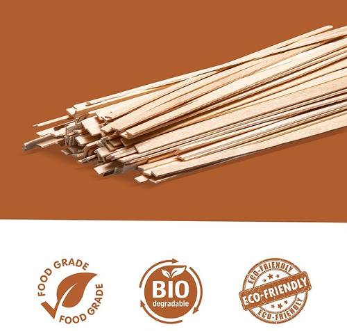 Agitadores De Cafe De Madera De Bamboo Biodegradable X 100 U Color Natural Agitador