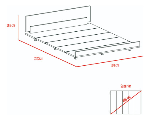 Base De Cama 2 Plazas+velador 1c - Kaia - Wengue/miel