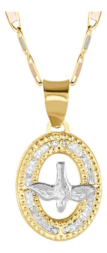 Medalla Espiritu Santo Oro 10k Con Cadena Oro 10 Kilates Color Dorado