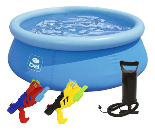 Kit Piscina Inflável 1000l Reparo Bomba De Ar E 2 Arminhas Cor Azul