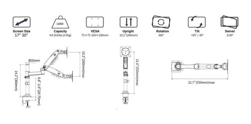 Imagen 4 de 10 de Soporte De Brazo Monitor A Escritorio Nb F80 17 A 27 Nb