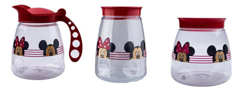 Kit 3 Jogo De Potes Porta Mantimentos Plástico Mickey Minnie