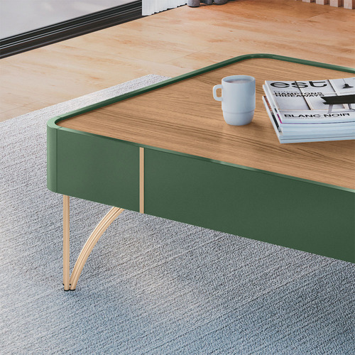 Conjunto Aparador Mesa Rennes Mdp/mdf Verde Pistache/freijó