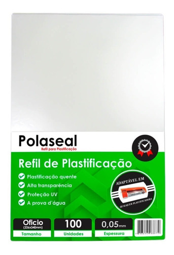 Polaseal Plástico Plastificação Ofício 226x340 0,05mm 100un