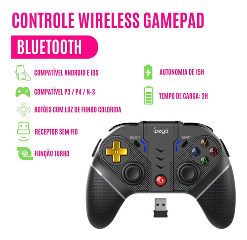 Controle Joystick Bluetooth Wireless Pc Android Ps4 Console