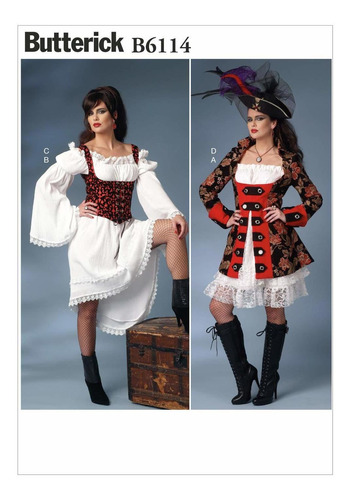 Patron Costura Disfraz Pirata Para Mujer Talla 6-14