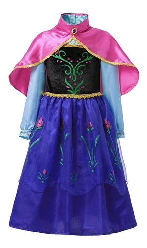 Disfraz Niñas Princesa Frozen Anna Hermoso Con Capa