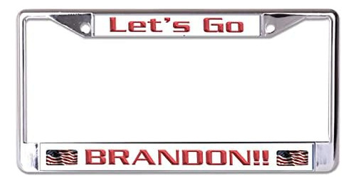 Lets Go Brandon Chrome License Plate Frame