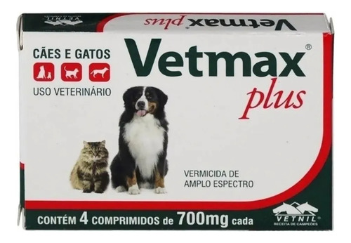 Kit Com 3 Vetnil Vetmax Plus 4 Comprimidos