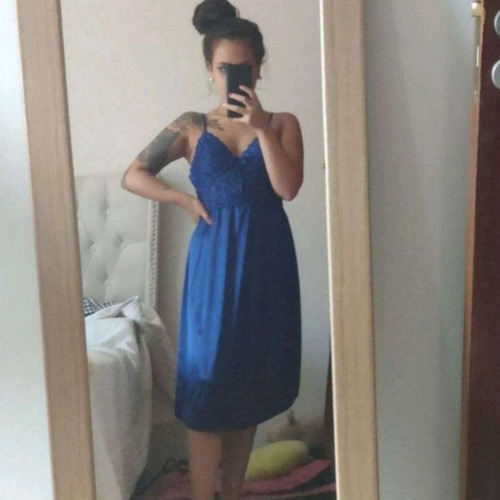 Camisón De Dormir Tipo Vestido Cómodo De Razo Con Encaje