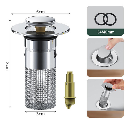 Tapón De Desagüe Universal For Lavabo De Baño, Colador