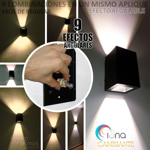 Imagen 2 de 10 de Bañador Led Pared Exterior Efecto Regulable Luna Cambiante X