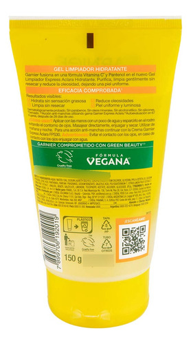 Gel Limpiador Garnier Vitamina C 150ml Piel Mixta Mixta Día/noche