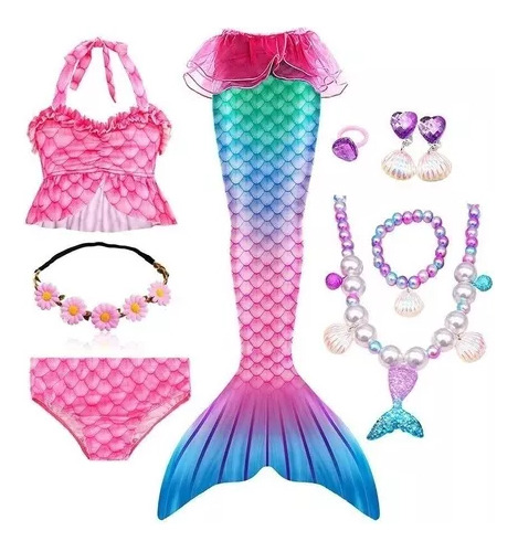 Kit De Cola De Sirena Con Bikini Sin Monoaleta For Children