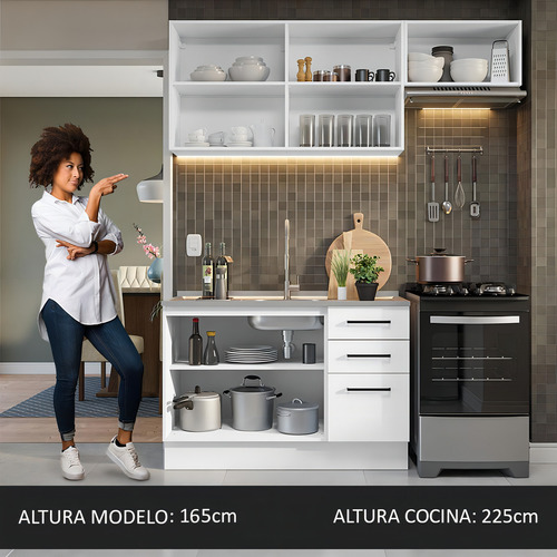 Cocina Integral Completa Modular Madesa Agata 180cm 09 Colar Blanco
