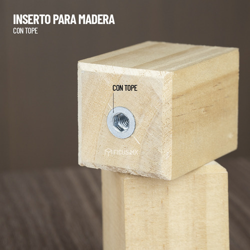 Tuerca Inserto Para Madera 1/4 X 13 Mm Con Tope 100 Uds